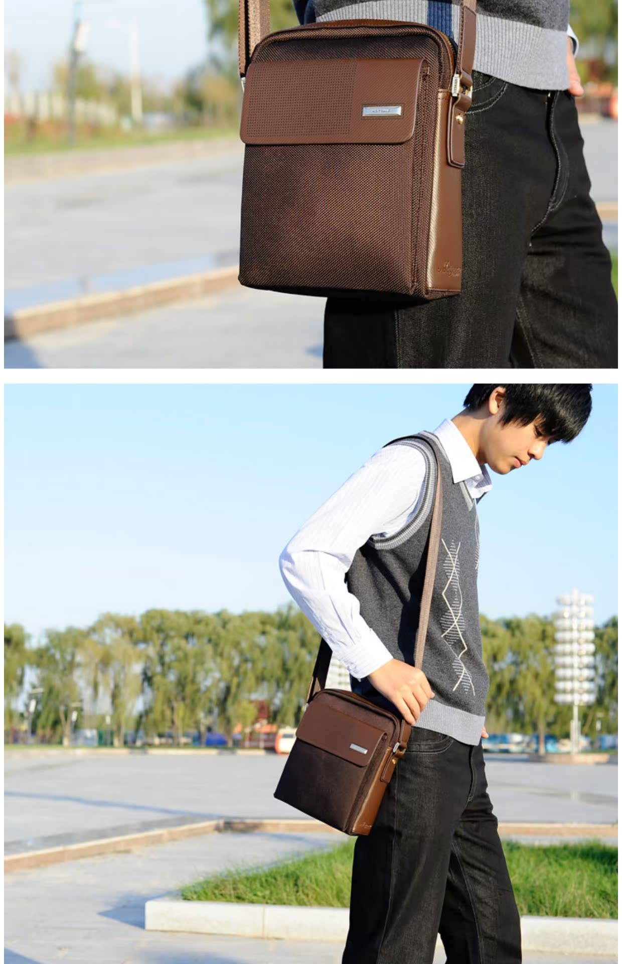 Túi vải nam Oxford túi đeo vai Oxford xoay dọc túi nam 2017 mới trẻ Messenger Túi xách nam vải đơn giản ví mcm