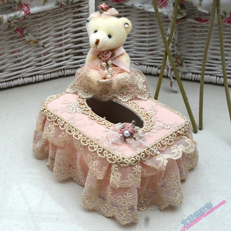 Paper towel box new upscale lace cloth art toilet paper box Small bear car bedroom living room high-end field garden wedding used