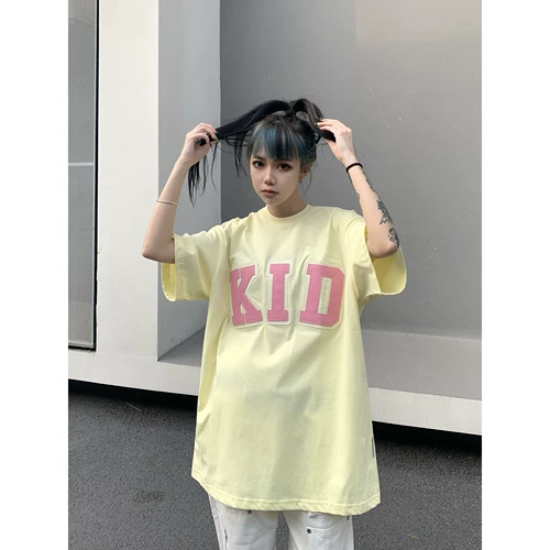 Летняя футболка с коротким рукавом для влюбленных, этнический стиль, в американском стиле, с вышивкой, оверсайз