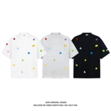 Головоломка в форме цветка, летняя футболка с коротким рукавом для влюбленных, в американском стиле, с вышивкой, этнический стиль