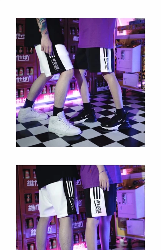 Phong cách Harajuku quần short hip hop nam lỏng lẻo thương hiệu châu Âu và năm điểm quần hiphop nam xu hướng đường phố mùa hè