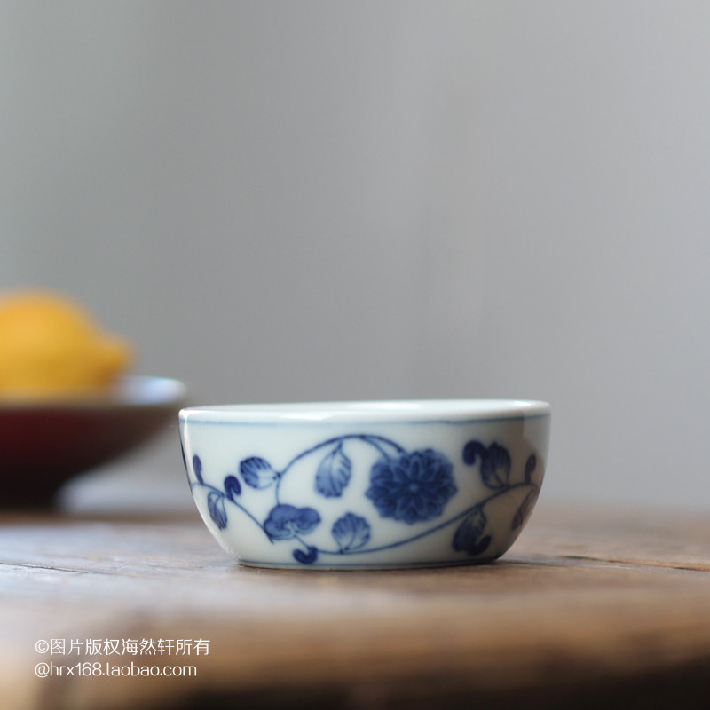 Old-style Jingdezhen Ceramic Gongfu Tea with green flower Porcelain hand painted Branches Lotus Tea Cup Tea Cup Tea Cup Pu-erh Tea Bowl