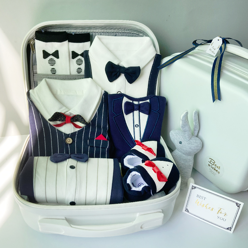 Baby Full Moon Gift Thyme Birthday GIFT PURE COTTON MALE BABY BOY HANDSOME GIFT BOX SET OF GIFT AND PRACTICAL FOUR SEASONS