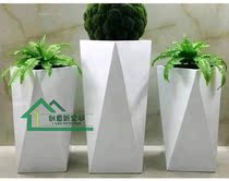 Creative GRP Florator Mall Beauty Chen Rhomboid Flowerpots Combo Large outdoor floor large flower case white vase