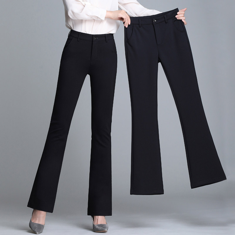 Spring Micro-Flare Pants Women's Long Pants High Waist Elastic Casual Straight Pants Large Size Professional OL Suit Pants Thin Pants