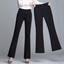 Spring Micro Horn Pants Woman Long Pants High Waist Elastic Casual Straight Drum Pants Big Code Pro OL Western Pants Slim Fit Pants