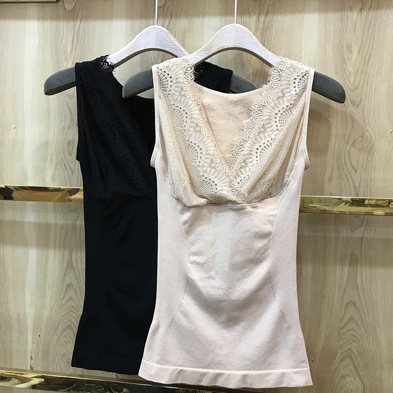 Terry nhung V-cổ ren cơ thể điêu khắc vest nữ sốt sợi định hình đồ lót ấm áo vest vest nữ thời trang đồ lót