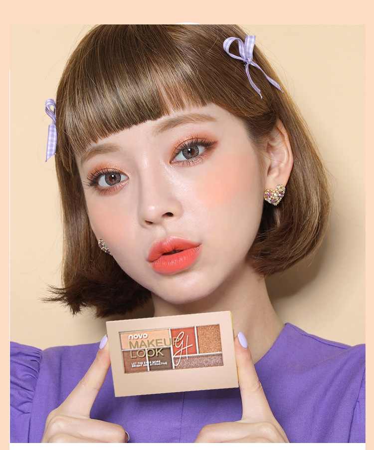 Hàng chính hãng Trung Quốc NOVO bóng mắt sáu màu mượt cho học sinh mới bắt đầu ngọc trai mờ màu đất bóng mắt đĩa - Bóng mắt bảng màu mắt tutu