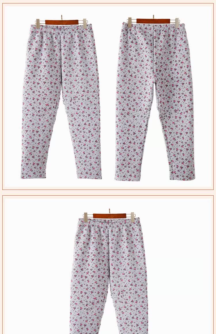Mùa thu và mùa đông quý cô trung niên cotton nhà quần ba lớp dày rộng miệng ấm quần cộng với phân bón quần cotton XL quần giữ nhiệt nữ trung niên