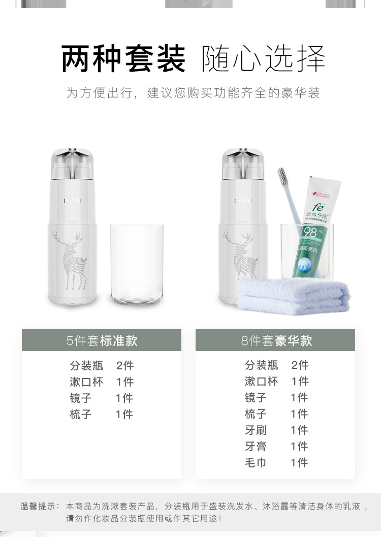 Cốc rửa du lịch có thể được đặt trên khăn 8 bộ hộp lưu trữ đầy đủ đồ dùng du lịch cầm tay phụ chai bốn trong một - Rửa sạch / Chăm sóc vật tư túi đựng đồ cá nhân mini