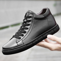 Shoes mens winter small size all-match high-top shoes mens leather 37 plus velvet warm high-top small white shoes mens small black shoes 45