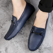 Small size mens shoes autumn 37 blue peas shoes mens leather soft leather mens casual leather shoes slip-on loafers 36