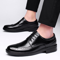 Mens casual leather shoes 2022 new mens business formal shoes genuine leather Brogue mens shoes small size groom shoes 37
