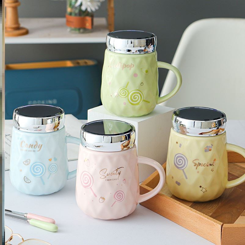 Water cup office feminine temperament net red style 2021 new style ceramic cup home girl heart summer error