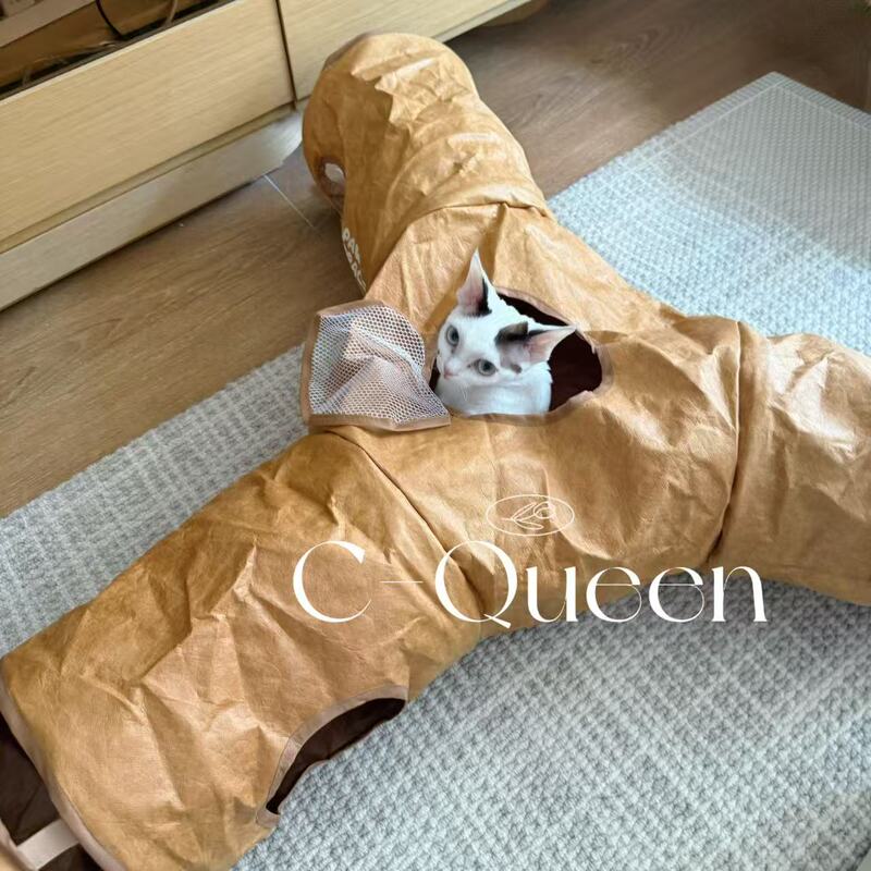 C-Queen/Pawtrace Cat Tunnel Cat Toy Parkour Cat Nest Tunnel Foldable with Crinkle Paper to Relieve Boredom and Entertain