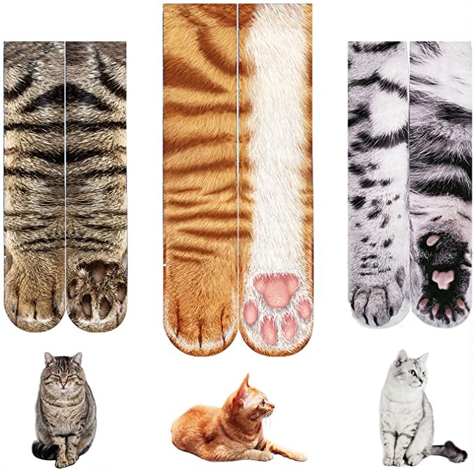 3D Printed Digital Simulation Animal Socks Tiger Cat Dog Bear Pig Hooves Paws Kidsren Adults Personalized Cartoon Mid-Calf Socks