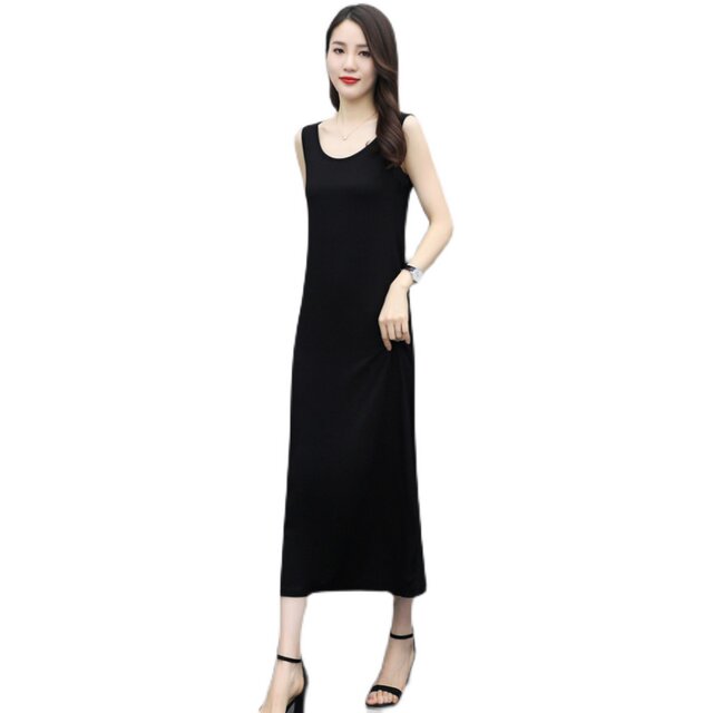 Vest long skirt women's summer modal bottoming skirt women's plus size fat MM loose texture drape inner suspender dress