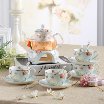 Romantic English style Lower afternoon tea teapot European style ceramic glass candles heated and boiled fruit tea tea tea cup suit