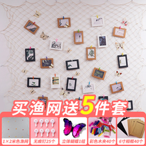 Fishing net Mediterranean photo photo wall ins wind room decoration Wall hanging grid hemp rope hanging wall decoration