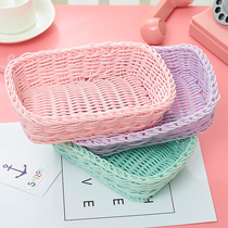Girl soft sister Macaron candy color woven storage basket love desktop storage box Cosmetic small object shelf