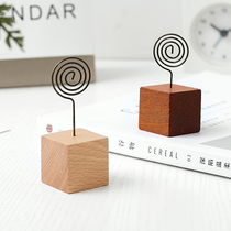 Literary creative stationery Simple wooden wrought iron message clip Note clip Cute business card clip Photo display stand