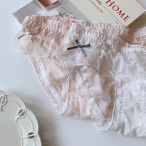 Uncle Strange (sexy pure wind) Japanese ultra-thin breathable mesh sweet solid color lace low waist underwear women