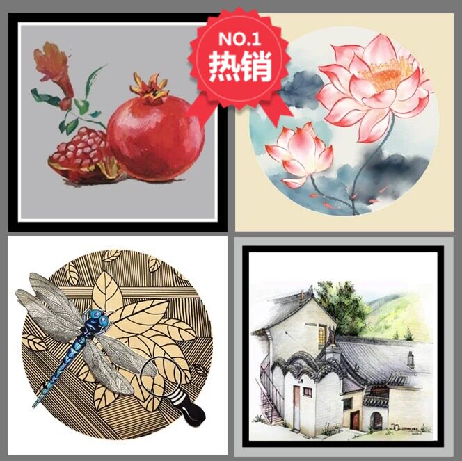 Mike pen painting border paper imitation lens mirror cardboard studio painting mounted heavy color oil pastel painting paper