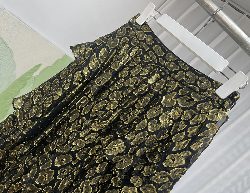 2025 summer The new Zhijin Hot stamping real silk skirt Medium and long term mulberry silk gorgeous Cake skirt Long skirts