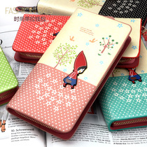 Female Type Korean Version Cartoon Girl Long sheet Zip Bump Color Wallet Wallet Money Clip Fashion Multifunction Large Capacity Hand Grab Bag