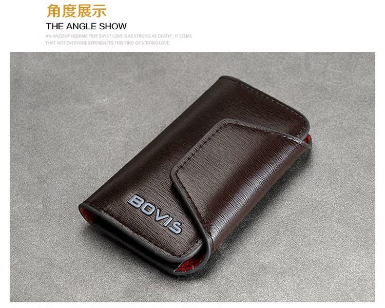 Thời trang nam đơn giản khóa mỏng chạm nổi túi da khóa túi kinh doanh bình thường eo treo chìa khóa đặt thẻ vị trí thẻ thẻ ví móc chìa khóa nữ