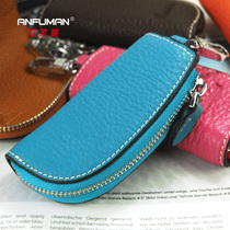 Female style fashion single zipped crescent moon tooth soft leather waist hanging ladies key bag casual candy color car key set tide