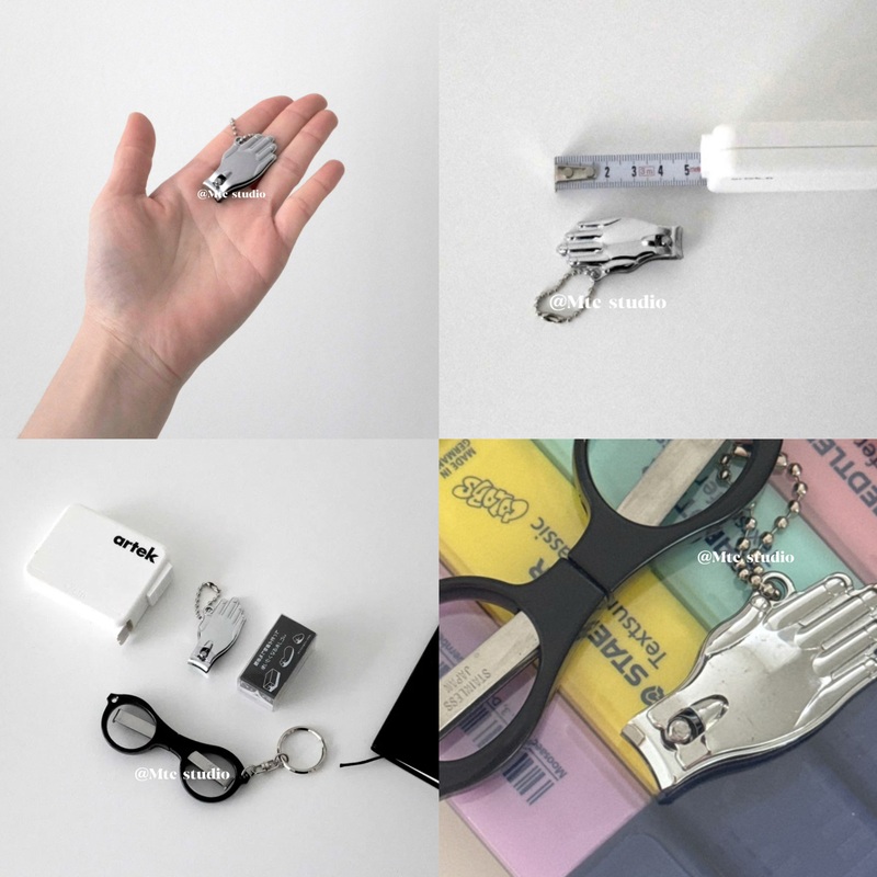 Korean Style ins Niche Creative Portable Nail Clippers Stainless Steel Push-Type Nail Clippers Creative Keychain Bag Hanger
