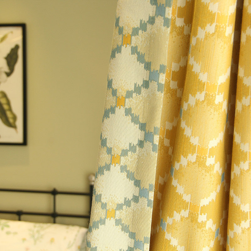 Imathia Imascia Customized Jacquard Curtain Yarn Curtain Nordic Retro Shading Living-room Bedroom Floating Window Balcony