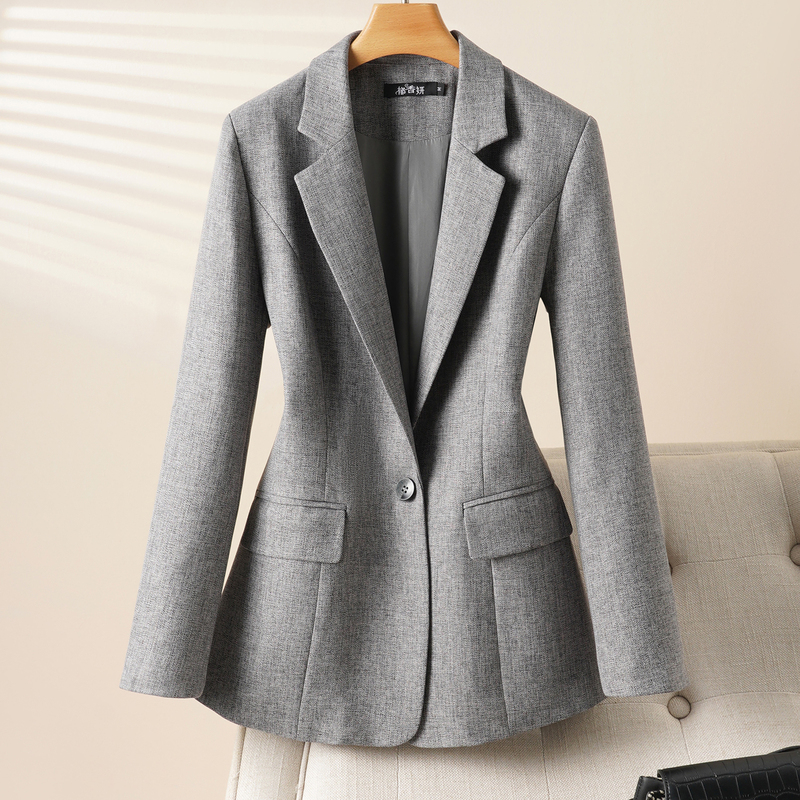 Gray Blazer for Women, Slim Fit, High-End Feel, Single-Button Suit, Versatile Autumn Wear, New Polyester Small Suit, Slimming Effect Gray Blazer for Women, Slim Fit, High-End Feel, Single-Button Suit, Versatile Autumn Wear, New Polyester Small Suit, Slimming Effect
