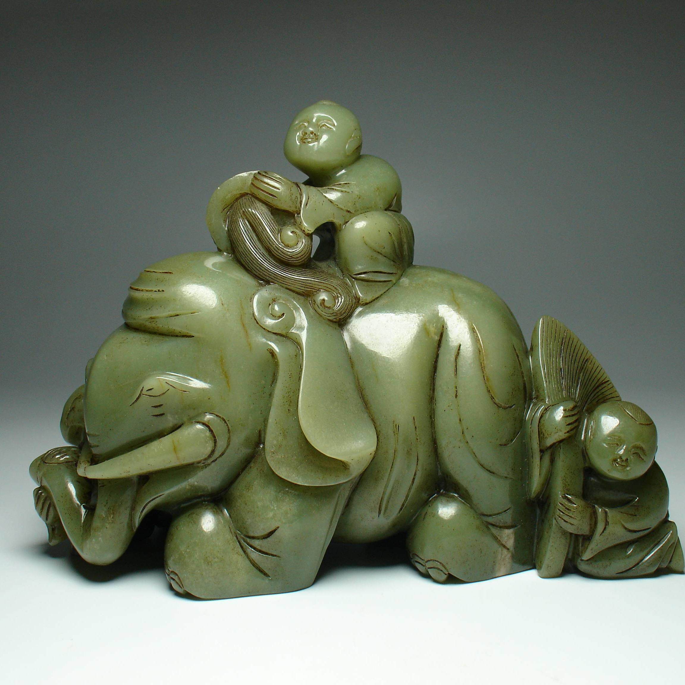 和田青玉童子洗象：穿越百年的清晚期艺术品，你值得拥有！-笔搁-淘宝好物网