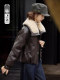 Plush lapel leather down jacket women's short winter 2026 new style fashionable and versatile warm jacket
