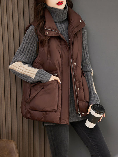 Down vest for women winter new 2024 hot style vest outer wear white duck down European high-end women's vest vest