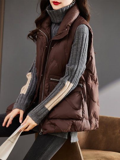 Down vest for women winter new 2024 hot style vest outer wear white duck down European high-end women's vest vest