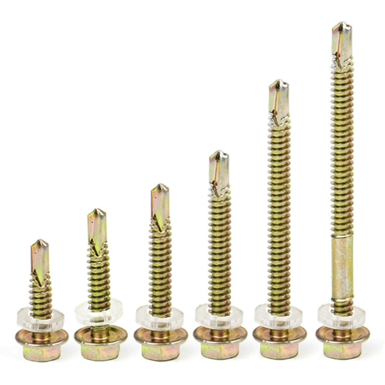 External hexagon drilling tail screw Colour steel tile nail dovetail screw self-drilling self-tapping with cushion flange beating iron screw M5