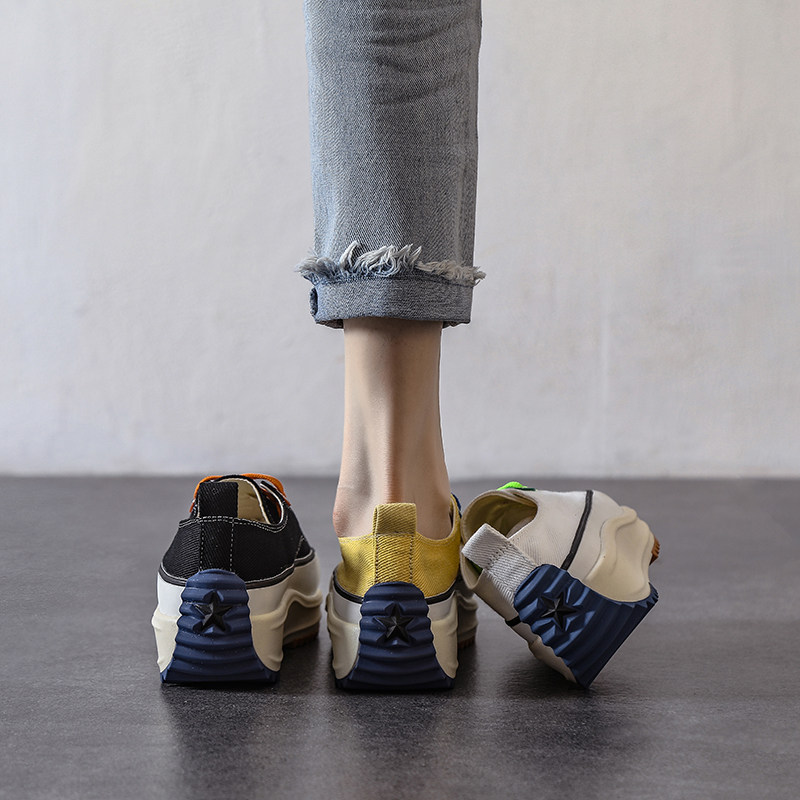 European station thick-soled canvas shoes women's retro ins street shooting trendy shoes 2022 new design sense of niche sponge cake all-match