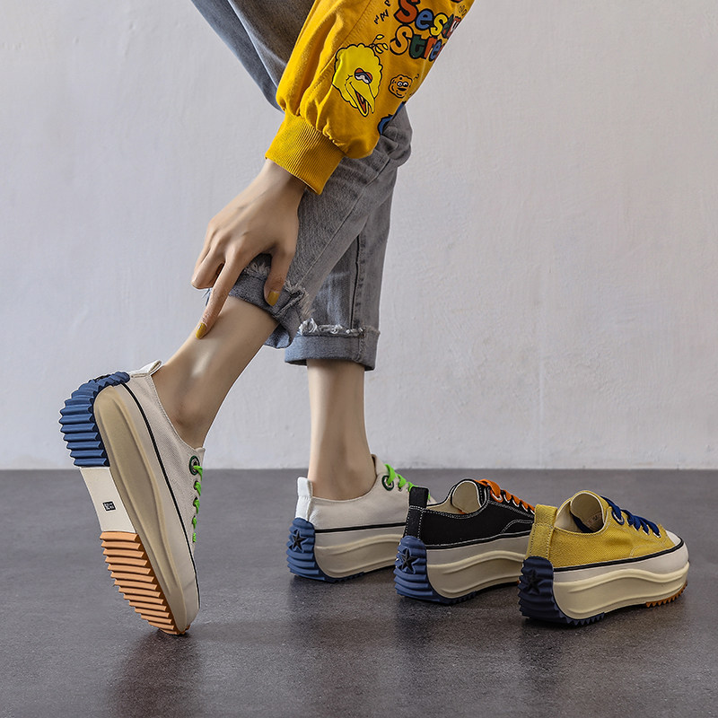 Heightening thick-soled canvas shoes women's summer thin section 2022 new muffin small white shoes all-match ins tide students