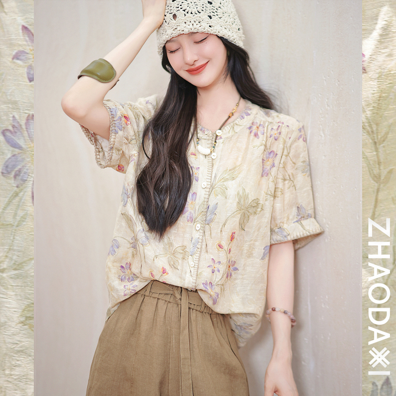 Zhao Daxi | Life Is Like a Dream. | Linen Silk Watercolor Gradient Print Shirt*Vest*Cheongsam 26 Summer New Style Zhao Daxi | Life Is Like a Dream. | Linen Silk Watercolor Gradient Print Shirt*Vest*Cheongsam 26 Summer New Style