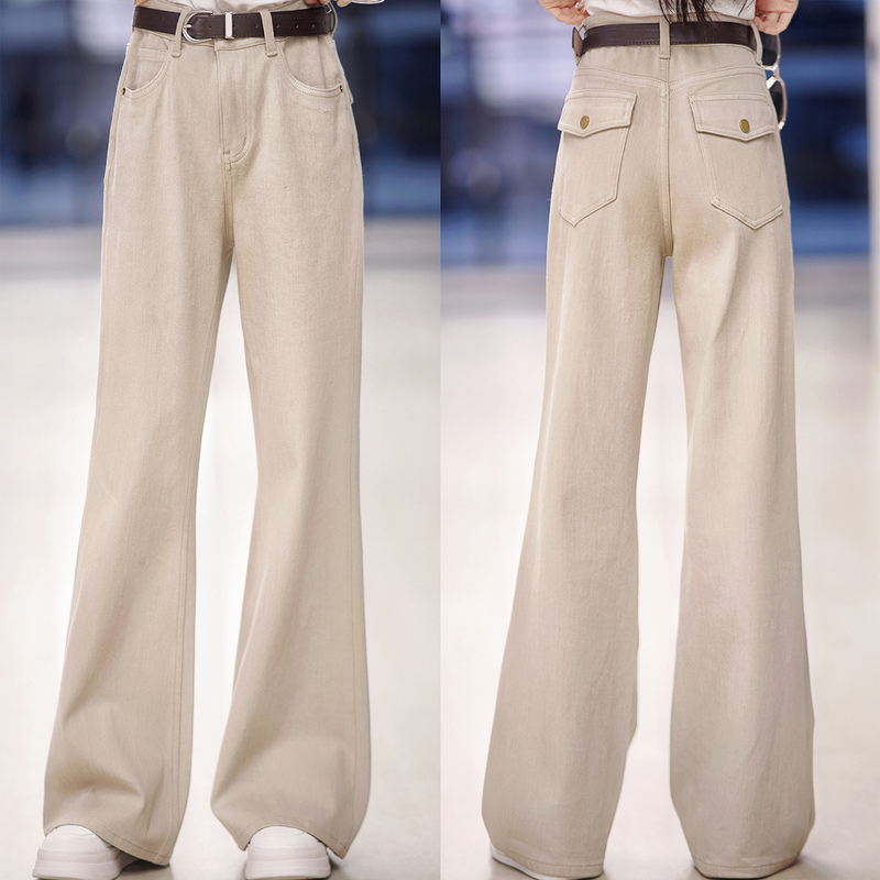 Zhao Daxi | Straight Leg Jeans | Cotton*Tencel Four-Way Stretch Bell-Bottom Pants with High Waist, Slimming and Leg-Lengthening Effect.