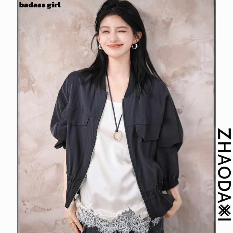 Zhai Daxi｜Stylish and Easy-Care Silk Jacket｜Delicate Silk, Lightweight and Breathable Baseball Collar Jacket
