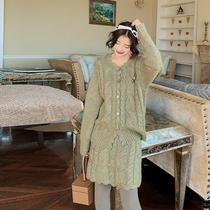 Daxi homemade sweater coat women 2019 autumn and winter New Korean version of Joker long loose slim knit set