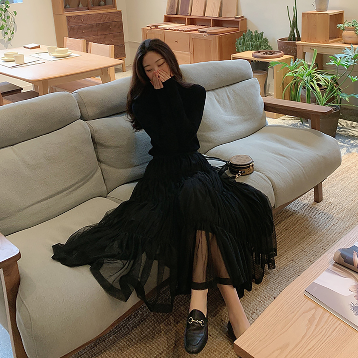 (40% off) (thousand-layer gauze skirt) Artistic pleated long skirt with elastic waist and elegant