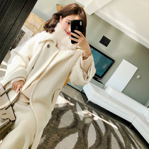 Daxi self-made 2022 autumn new womens clothing solid color all-match polo collar double-breasted button thickened soft cute woolen coat
