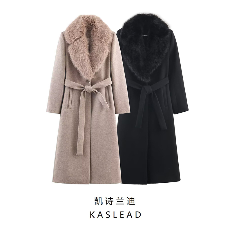 Kaslead New Women's Clothing European and American Style Fashionable and Simple Faux Fur Effect Coat 8535341