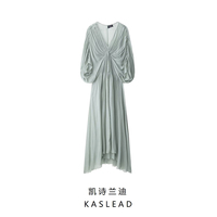 KASLEAD New Women's Clothing European and American Fashionable V-neck Temperament Long Dress 2954285 512