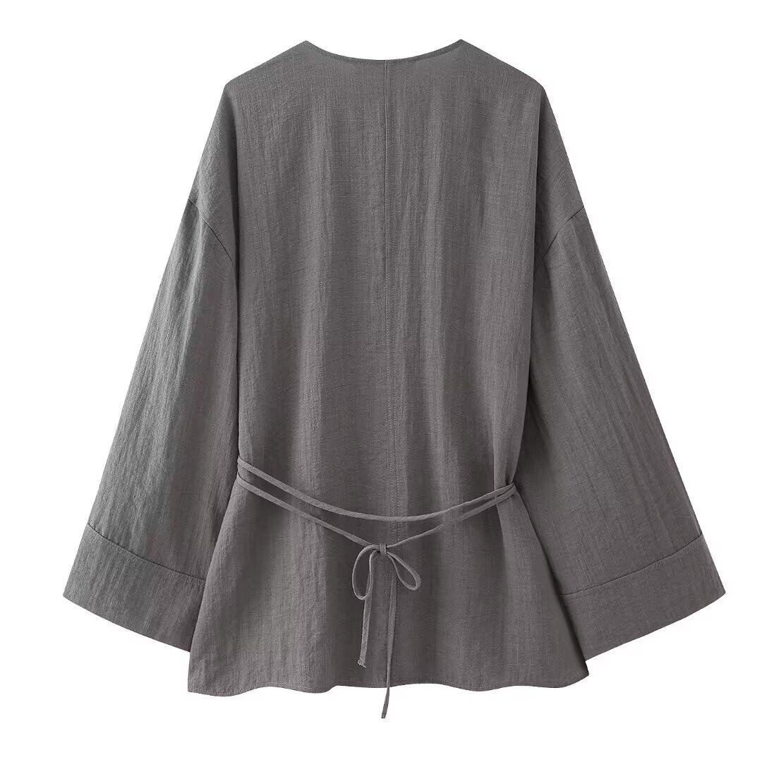 Стильные костюмы kaslead 新款 女装 欧美风双襟和服式外衣休闲裤 5427743 5427431